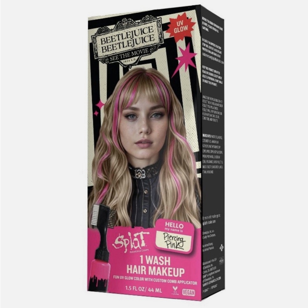 SPLAT Beetlejuice Beetlejuice 1-Wash Temporary Hair Dye Piercing Pink, NEW - Picture 3 of 8